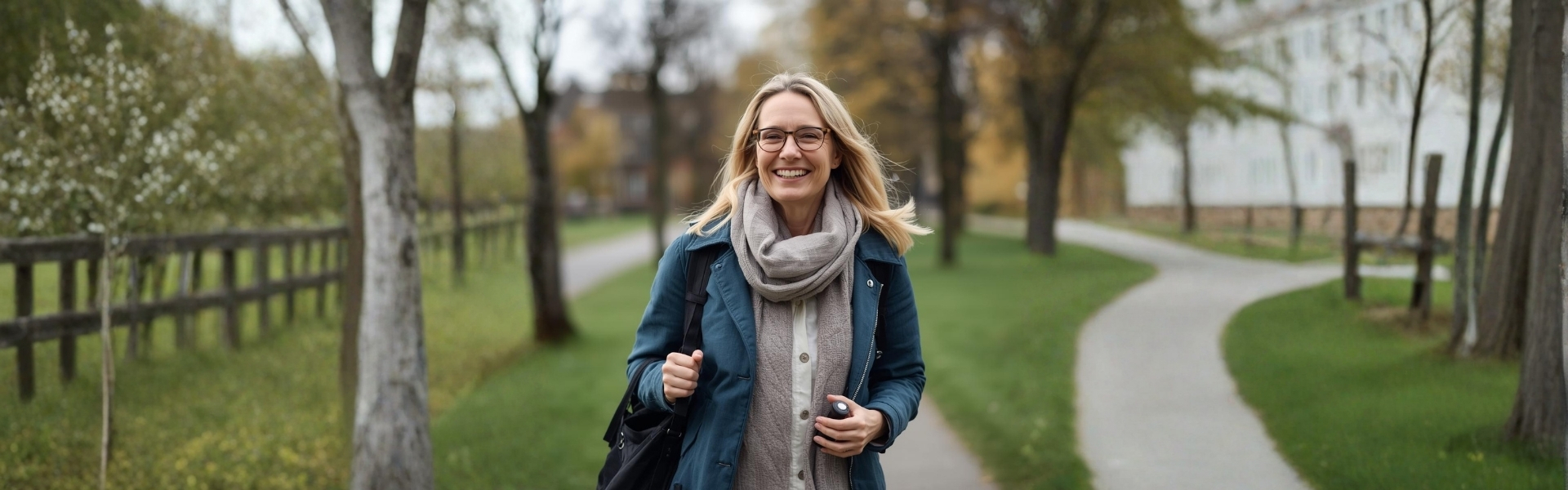 En kvinde med overskud i økonomien er ude at gå en tur. Hun har også lige fundet ud af hvilke fradrag mange danskere glemmer.